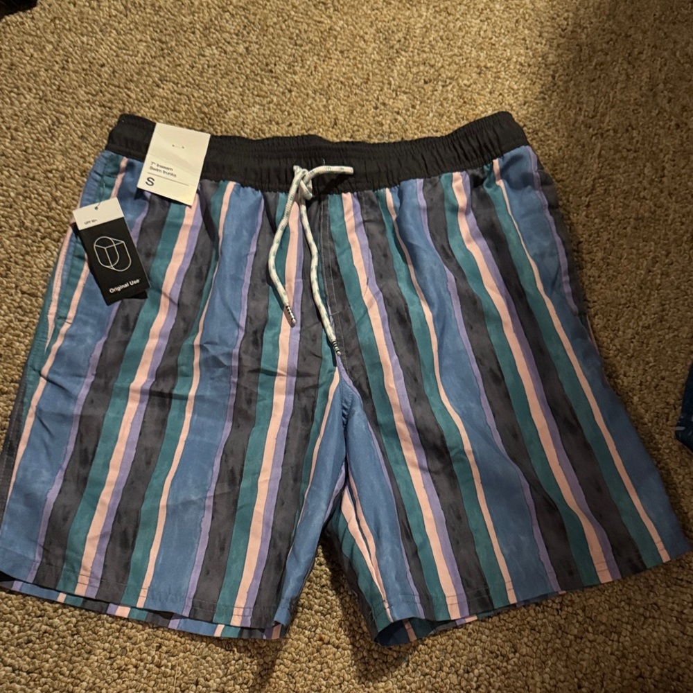 Original Use Multicolor Striped Swim Trunks